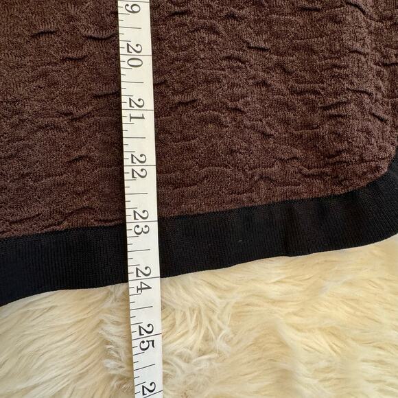 Exclusively Misook Brown Single Button Shawl Collar Knit Jacket Cardigan Medium - Picture 6 of 8